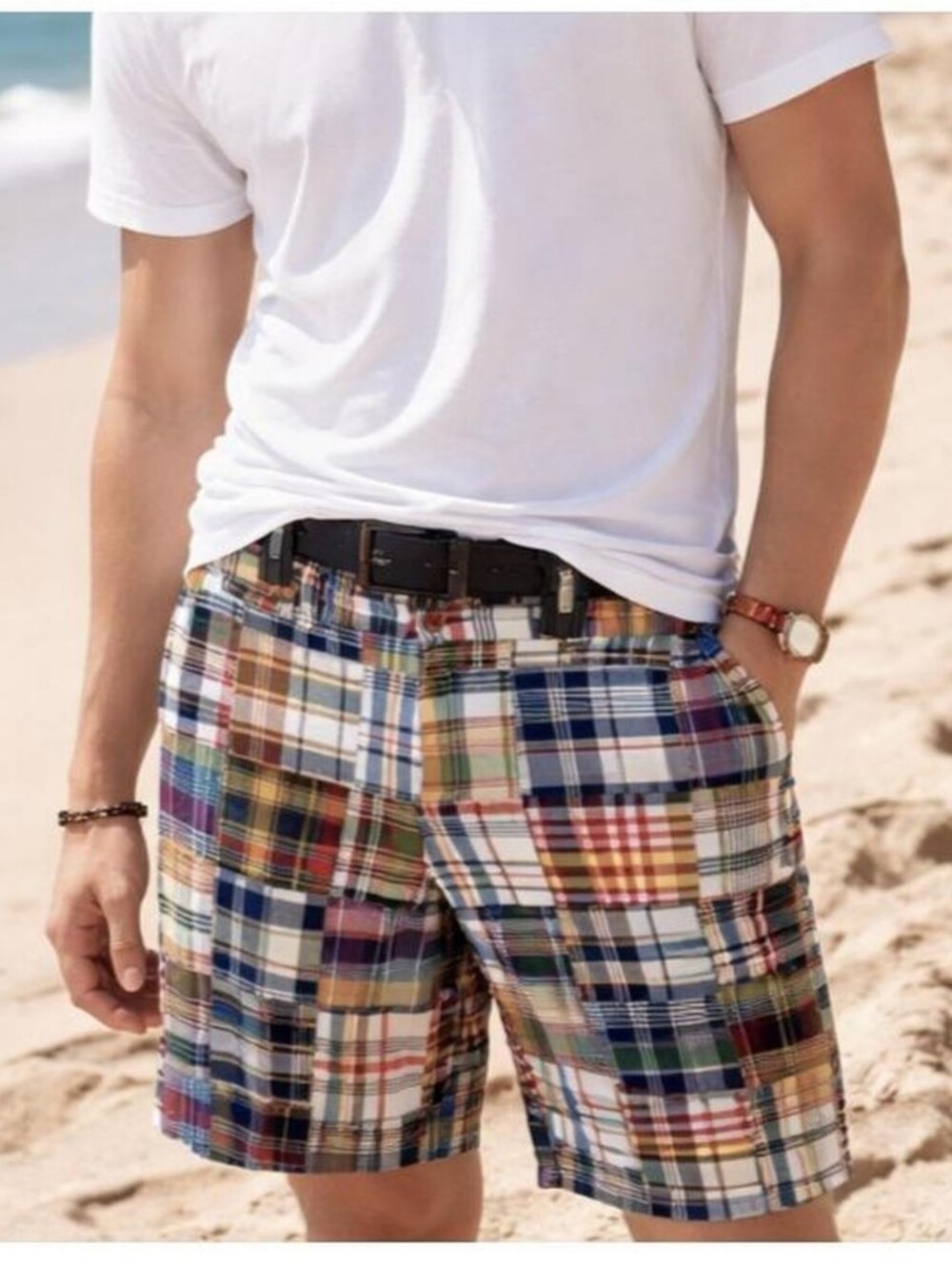 Polo Ralph Lauren Men's Plaid Shorts Classic Fit Patchwork Blue Pony Size 30